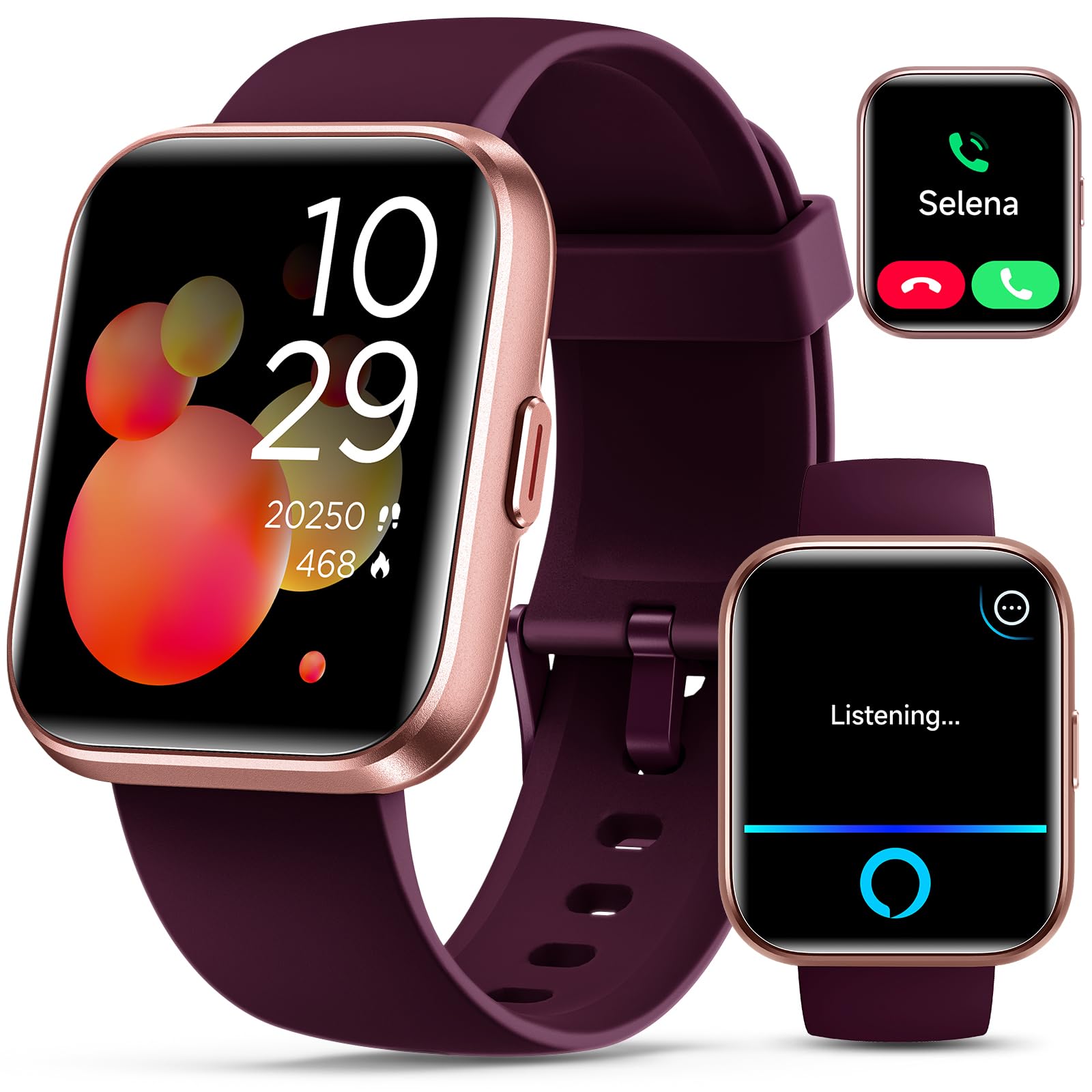 Smartwatch For Women, Compatible With Android & Iphone, 1.8'' Fitness Tracker Watch With Alexa, Call & Notification Alerts, Hear